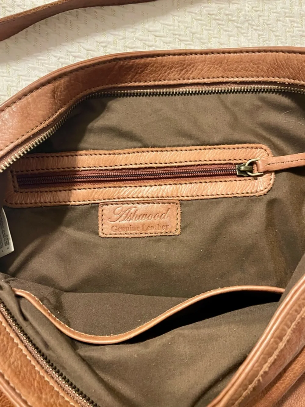 Ashwood Leather Asymmetrical Hobo Shoulder Bag in Whiskey Brown